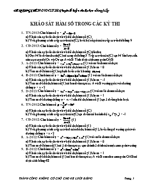Khảo sát hàm số trong các kỳ thi